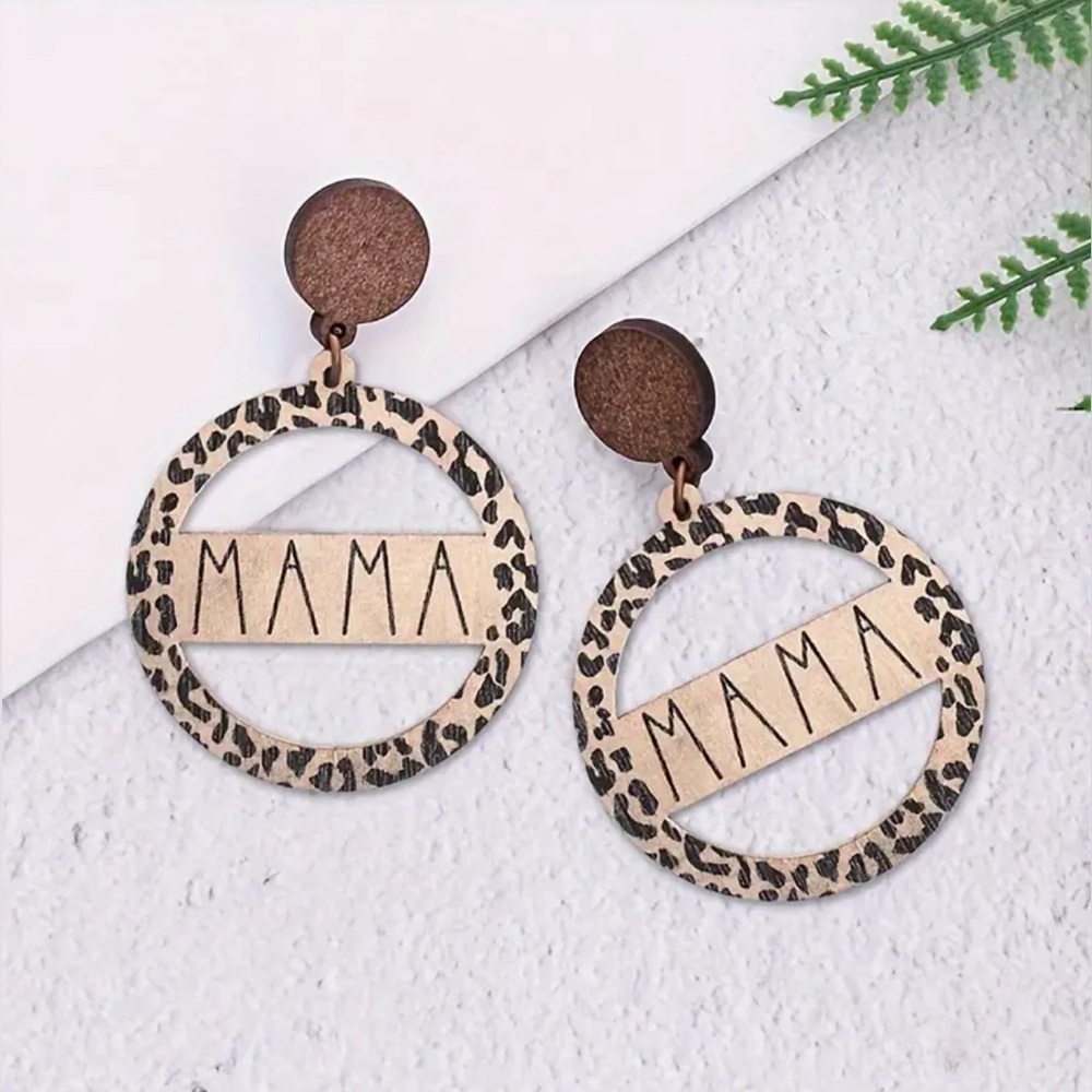 MAMA Dangle Wooden Earrings
